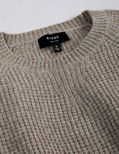 Sonny Waffle Sweater in Khaki Marl
