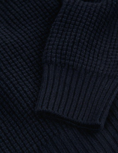 Sonny Waffle Sweater in Navy