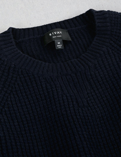 Sonny Waffle Sweater in Navy