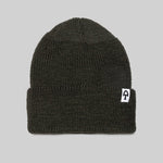 American Trench Merino Cardigan Stitch Beanie - dark olive