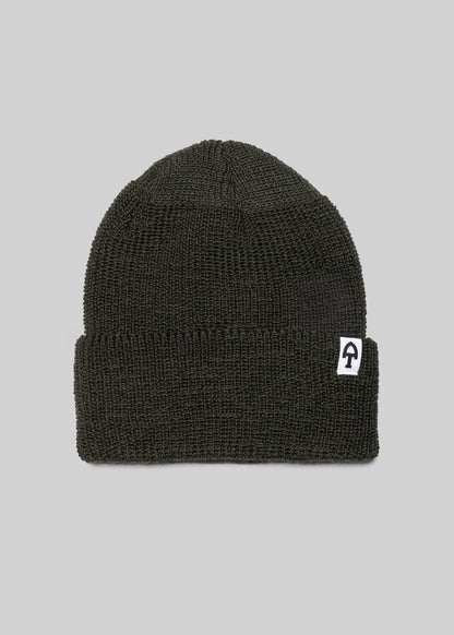 American Trench Merino Cardigan Stitch Beanie dark olive