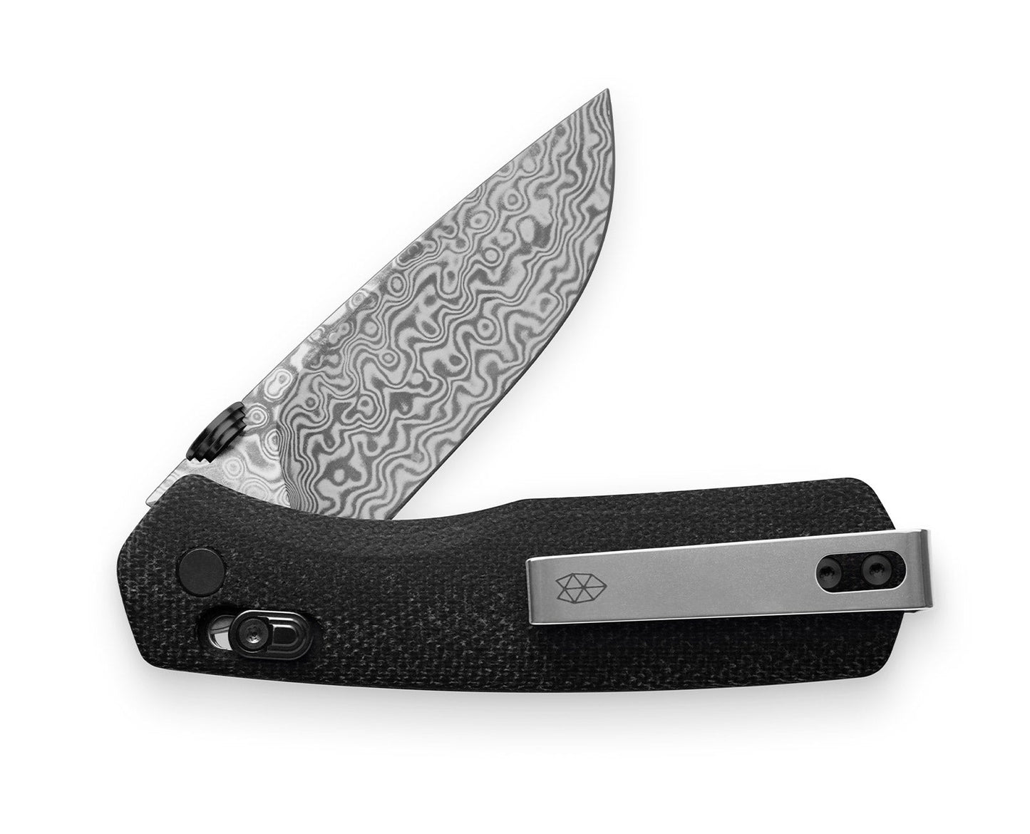 James Brand The Carter Knife Black Micarta + Damascus Straight Medium