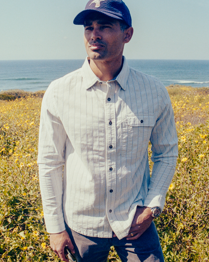 Tradesman Button-Down in Striped Chambray