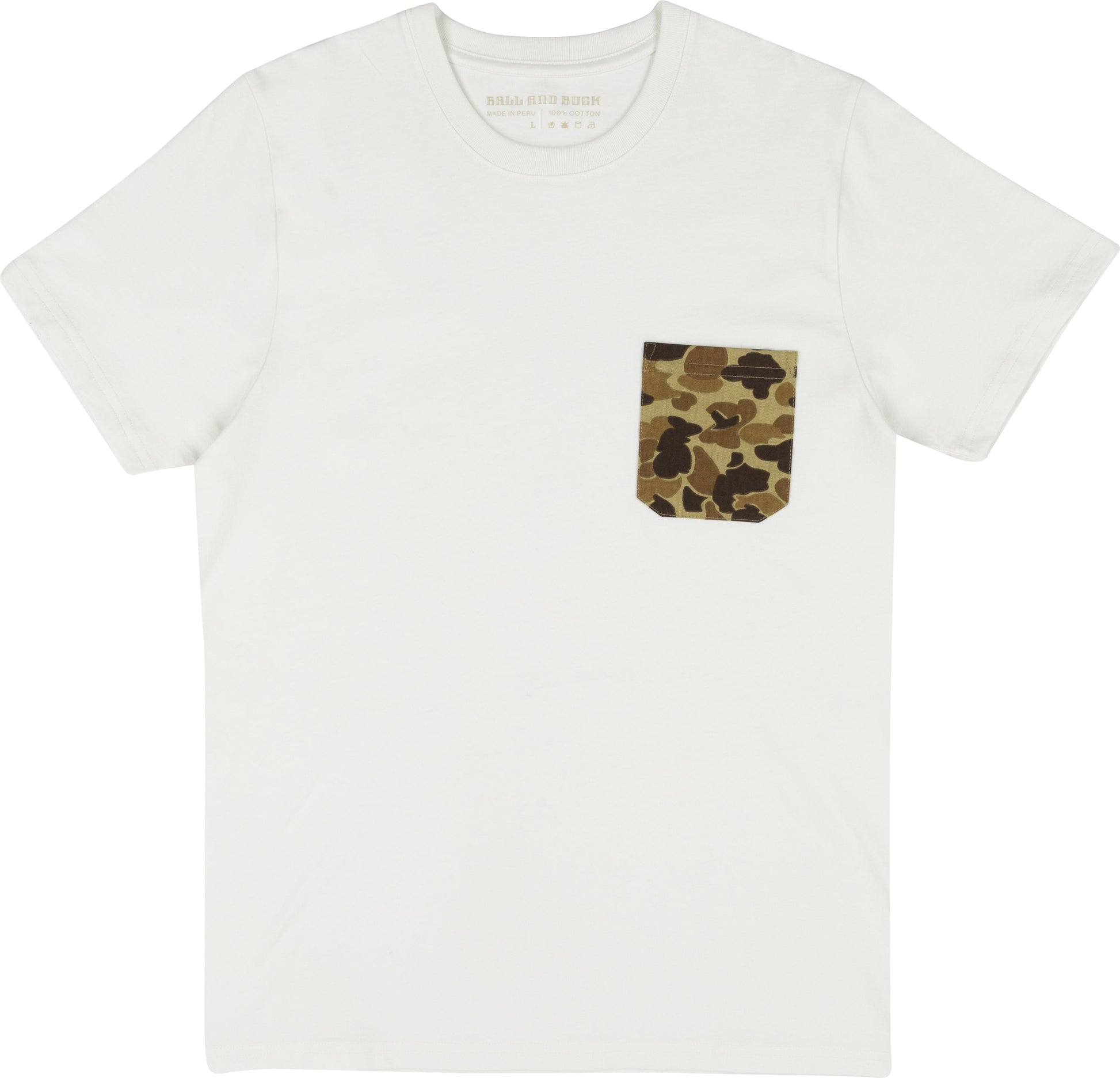 Ball and Buck Pocket Tee White Original Camo