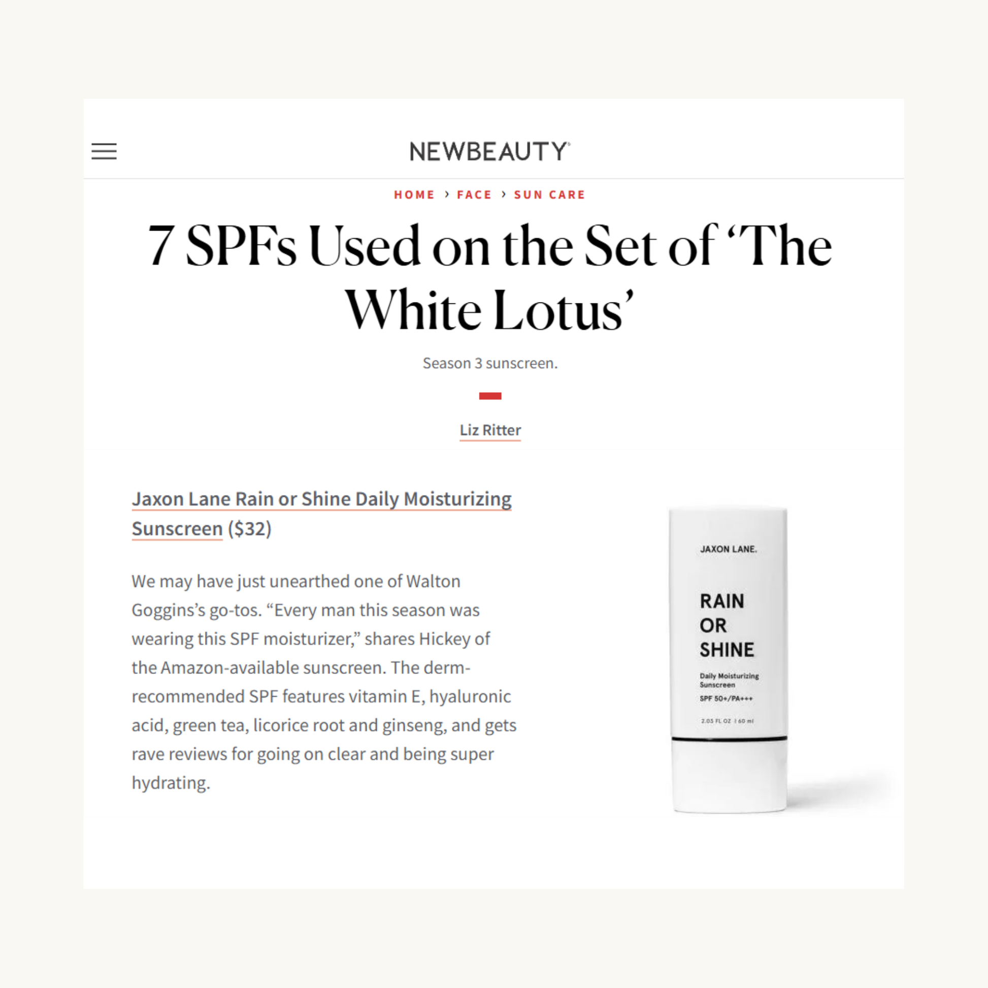 Jaxon Lane Daily Moisturizing Sunscreen