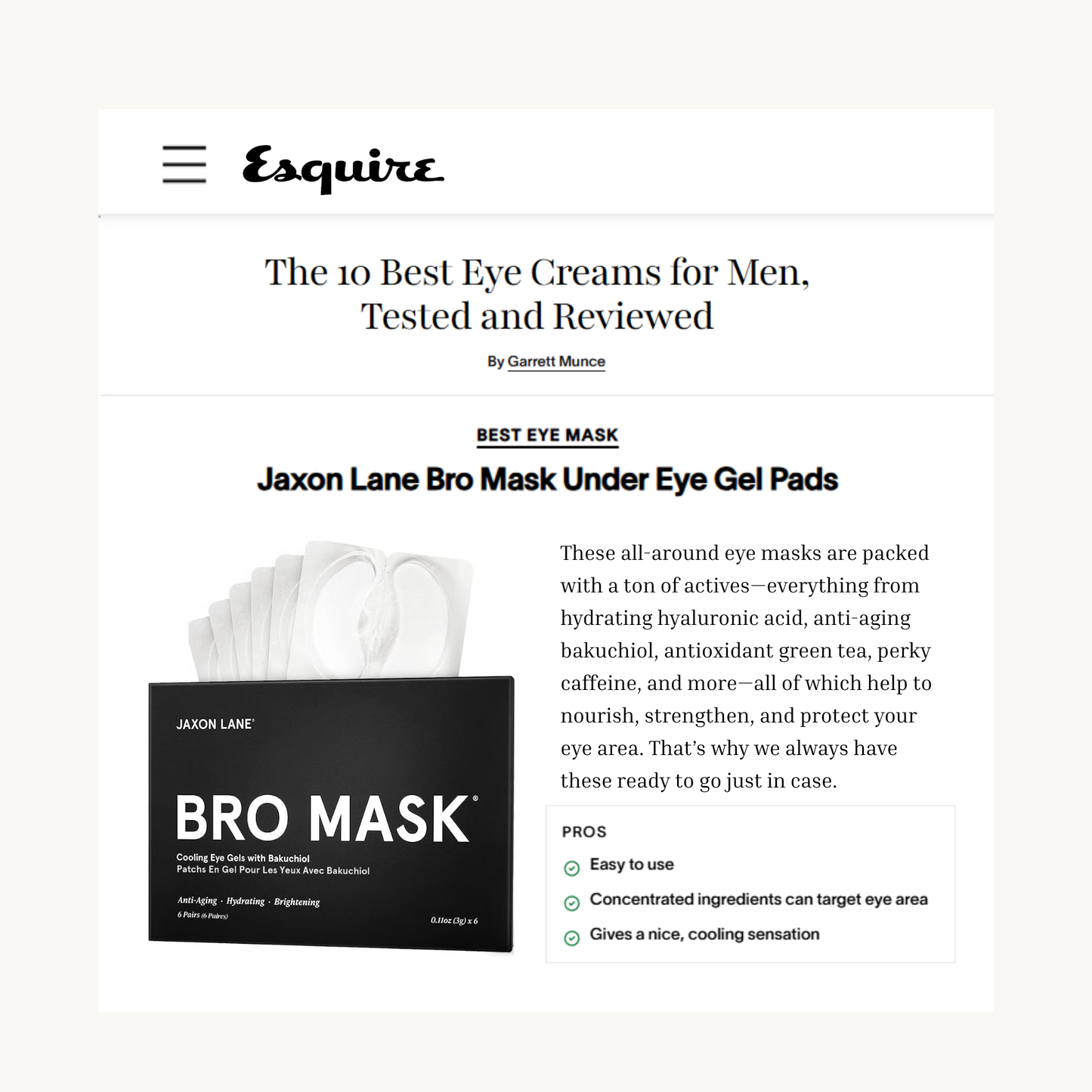 Jaxon Lane Bro Mask Eye Gels