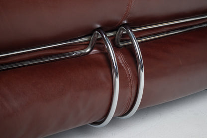 Afra & Tobia Scarpa for Cassina “Soriana” Four-Seat Sofa & Ottoman in New Burgandy Leather