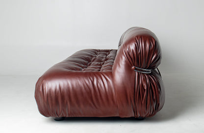 Afra & Tobia Scarpa for Cassina “Soriana” Four-Seat Sofa & Ottoman in New Burgandy Leather