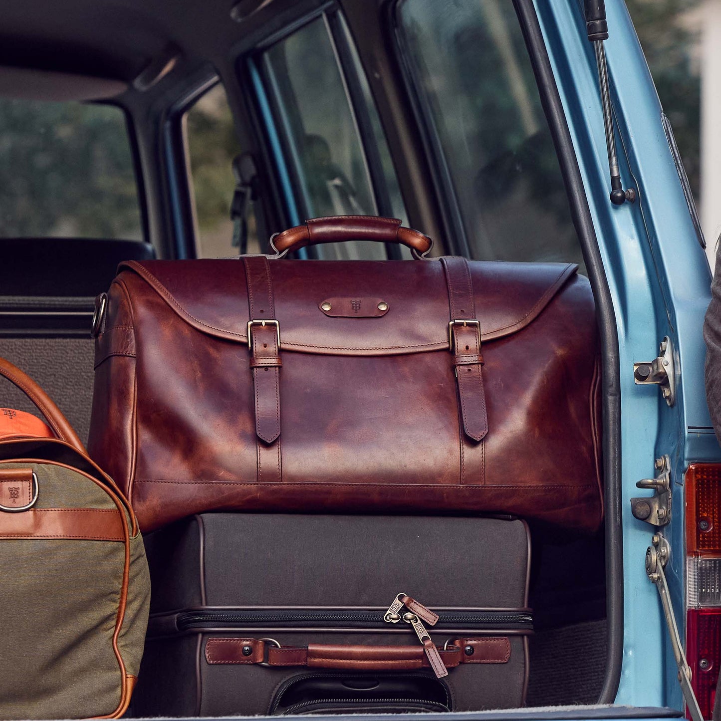 Tom Beckbe Leather Weekender Duffel Bag