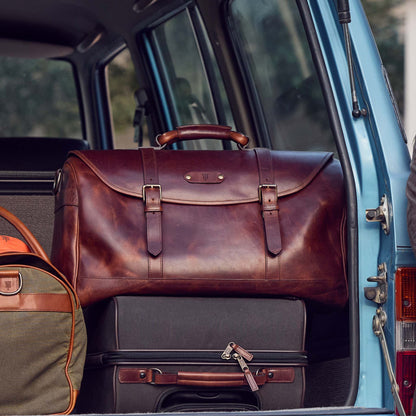 Tom Beckbe Leather Weekender Duffel Bag