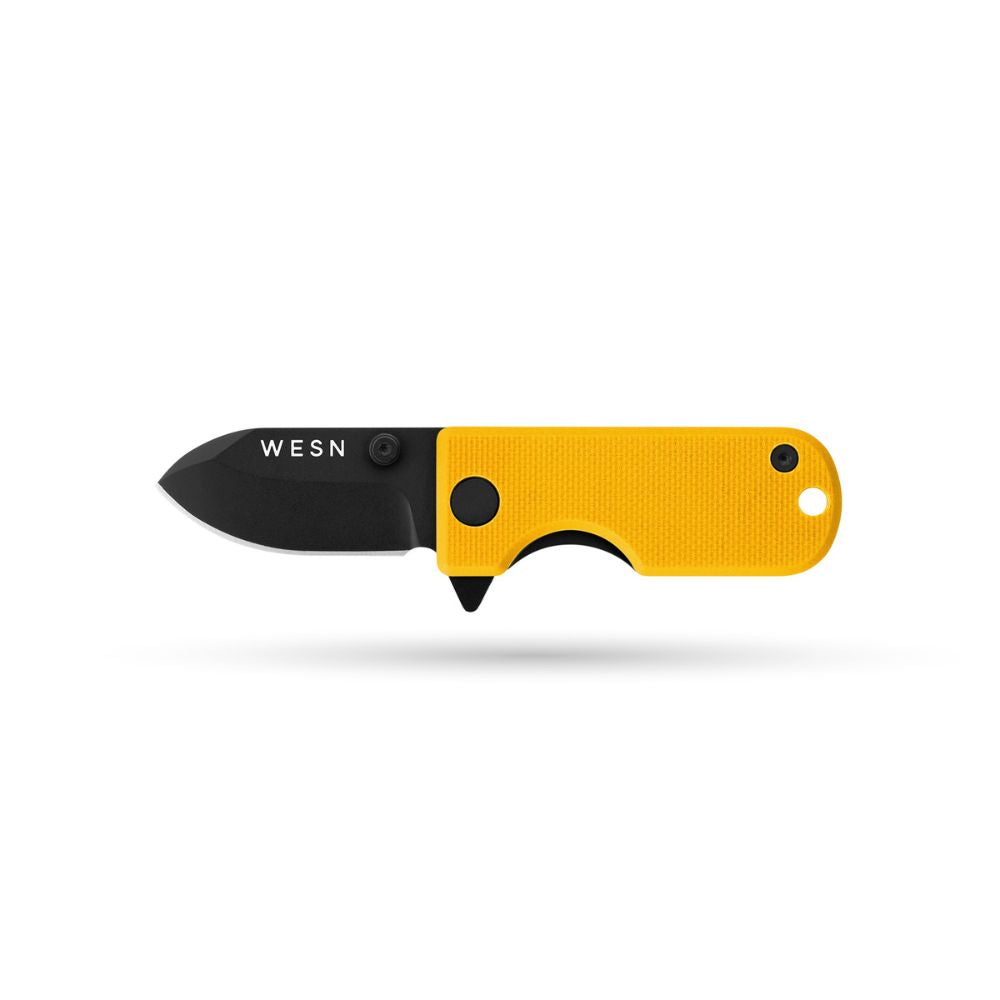 WESN Microblade Keychain Knife Blacked Out Mustard G10 X Titanium