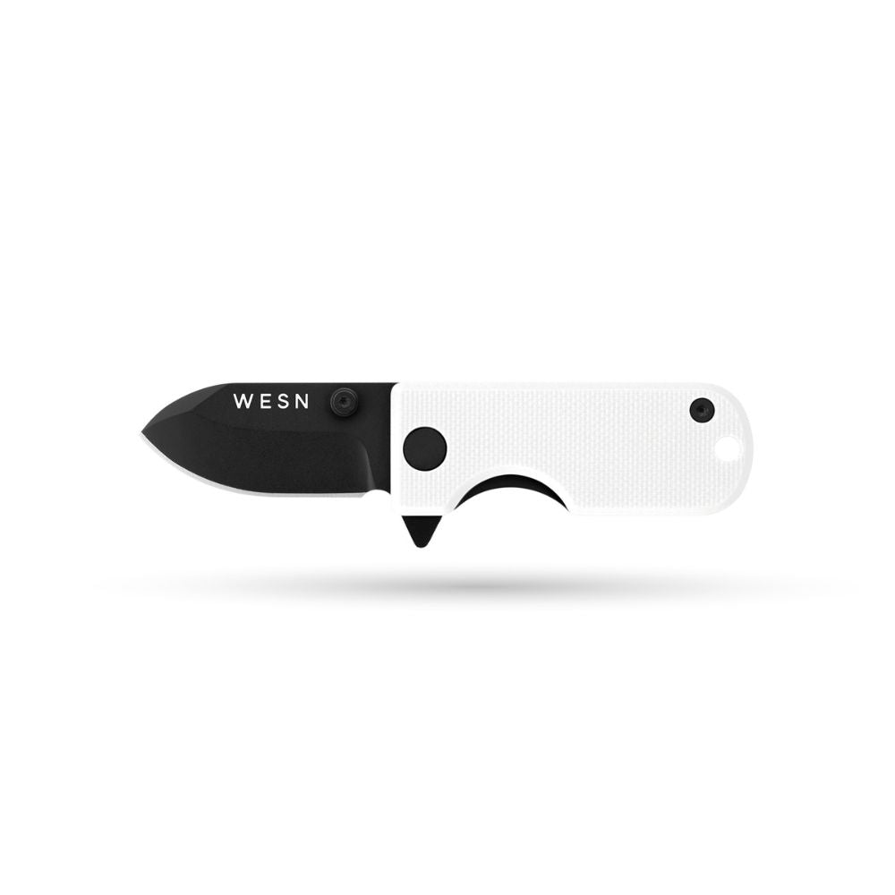 WESN Microblade Keychain Knife Blacked Out White G10 X Titanium