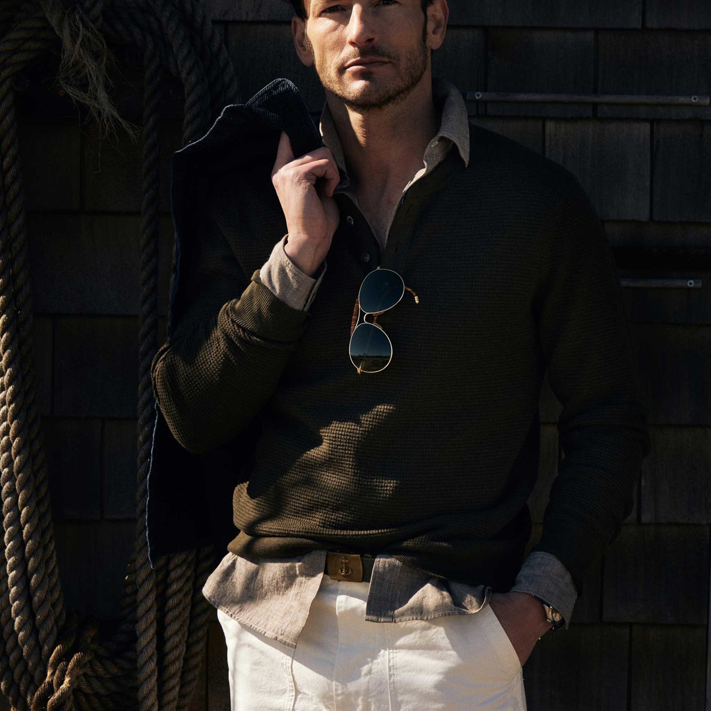 Rivay Cody Merino Waffle Henley