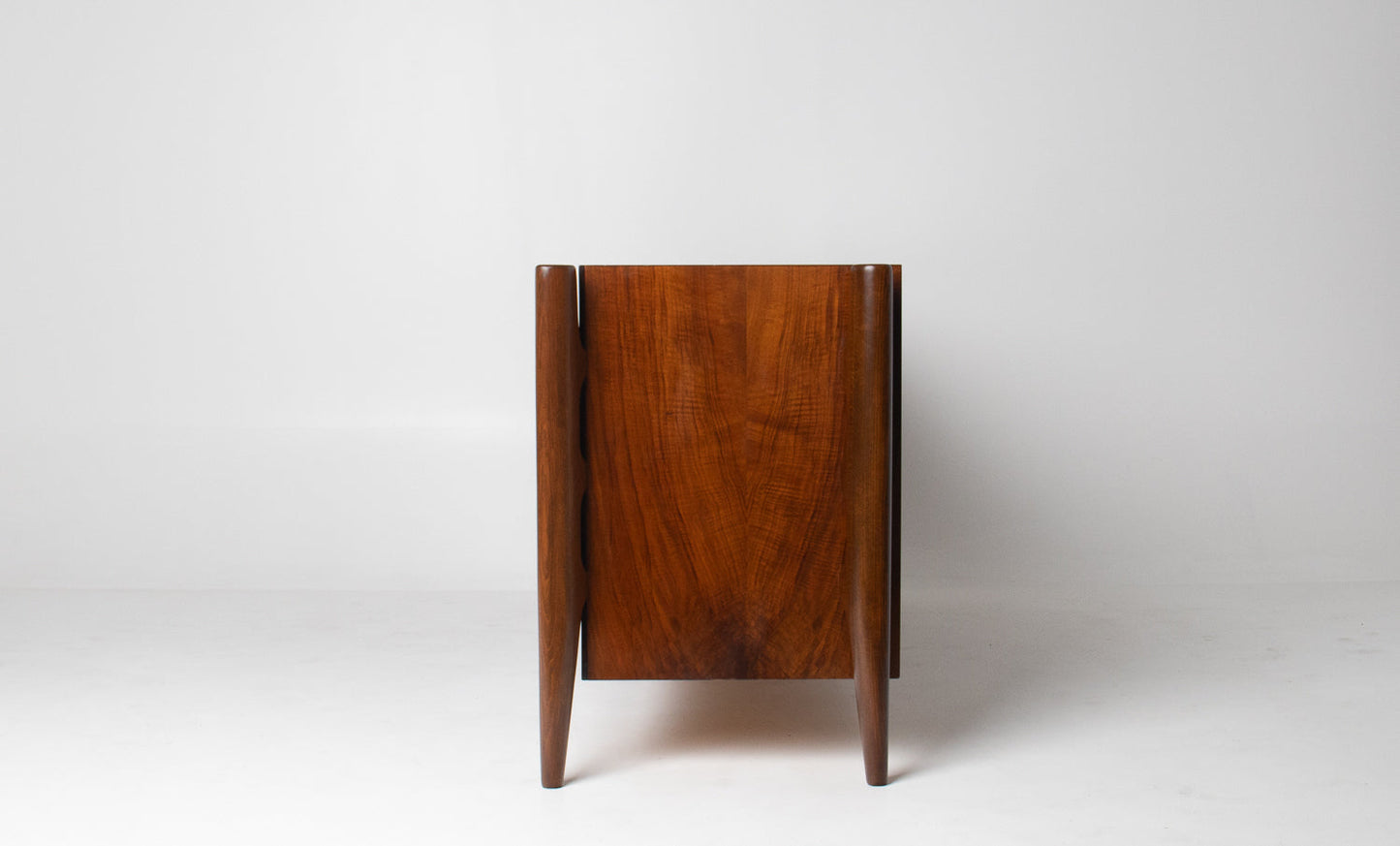 William Hinn Sculpted Walnut 8 Drawer Dresser, Made in Sweden, Circa 1950s