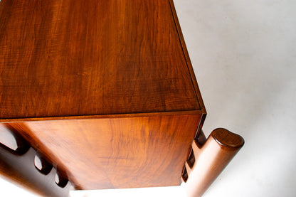 William Hinn Sculpted Walnut 8 Drawer Dresser, Made in Sweden, Circa 1950s