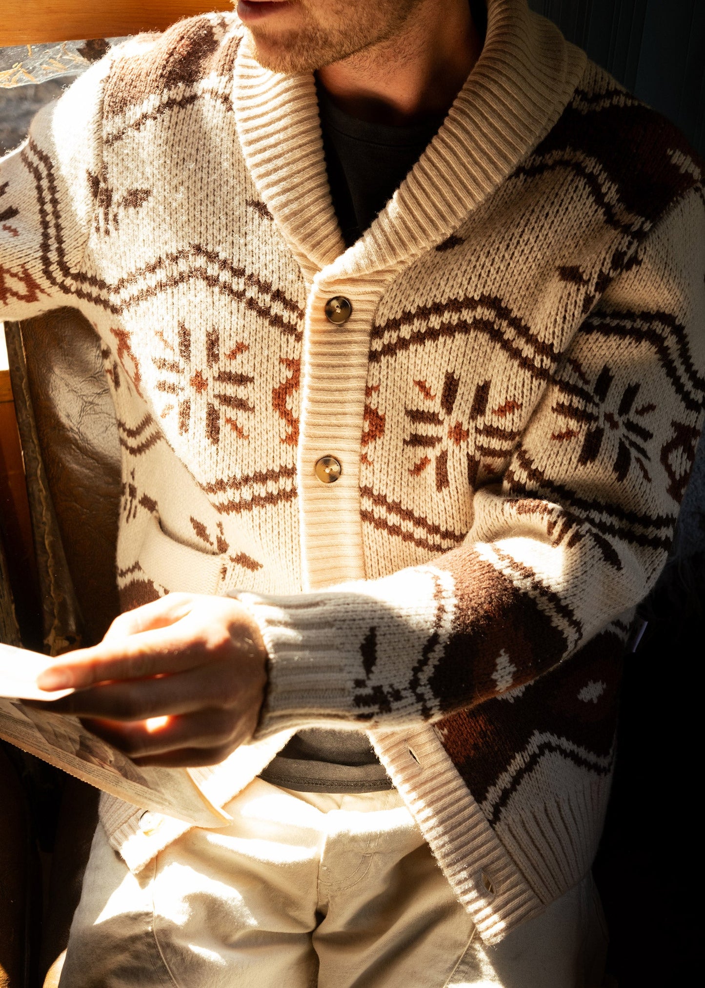 Iron & Resin Wincha Shawl Collar Sweater