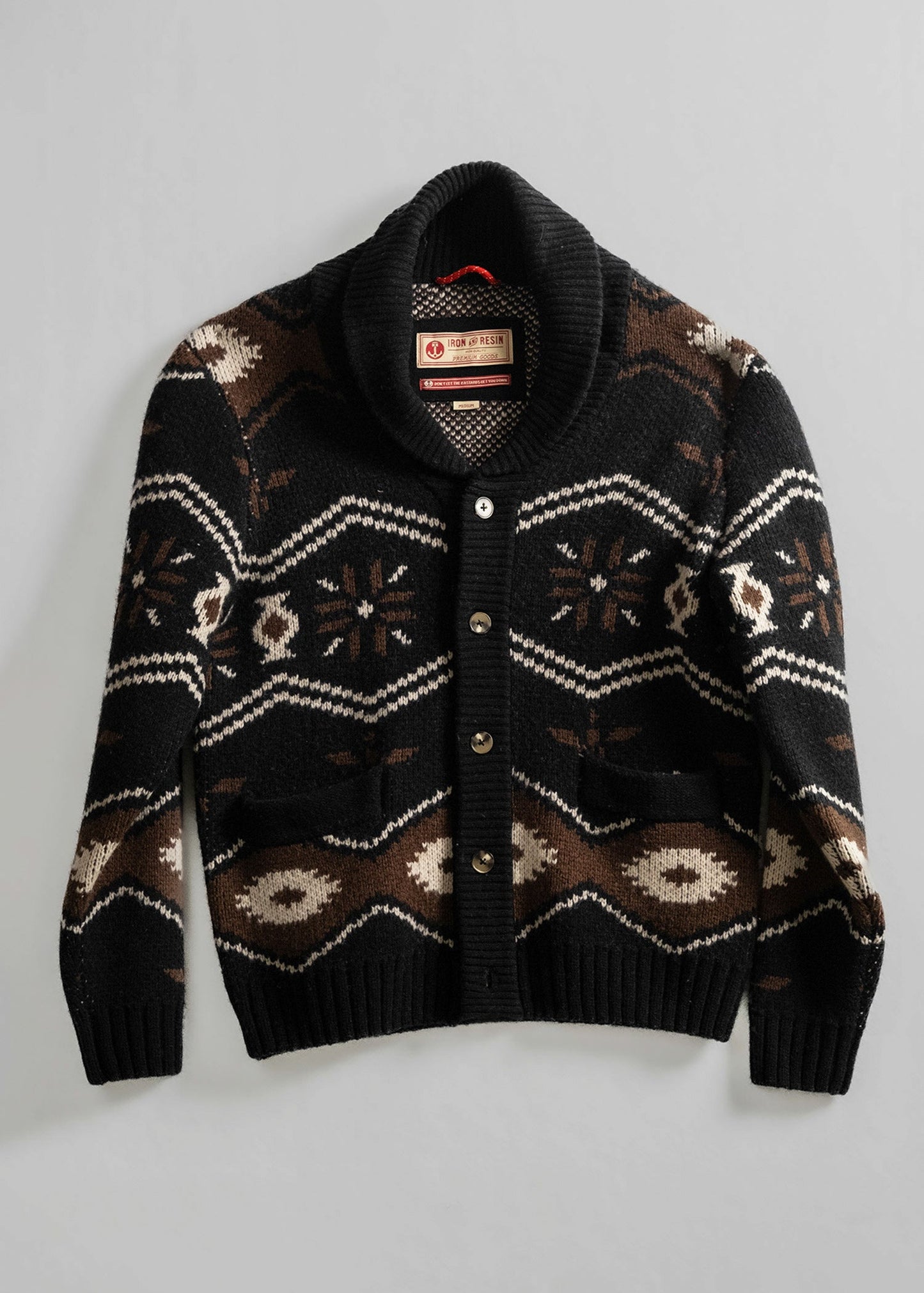 Iron & Resin Wincha Shawl Collar Sweater Black