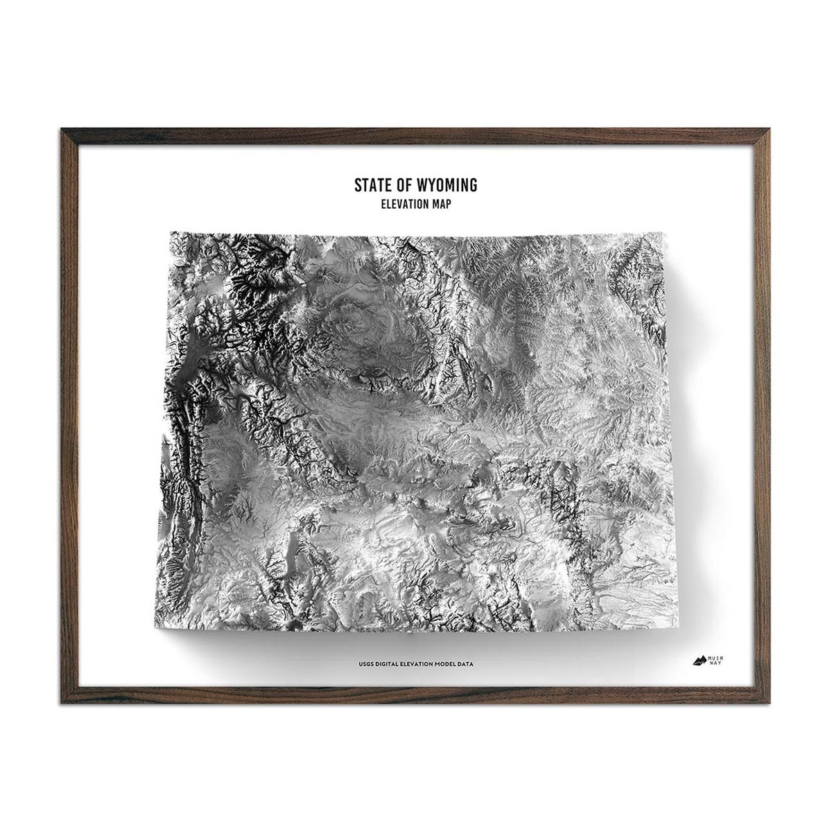 Wyoming Elevation Map Walnut