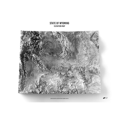 Wyoming Elevation Map No Frame
