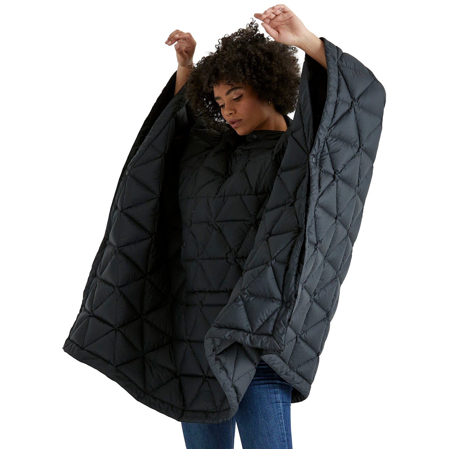AETHER Onyx Black Down Poncho