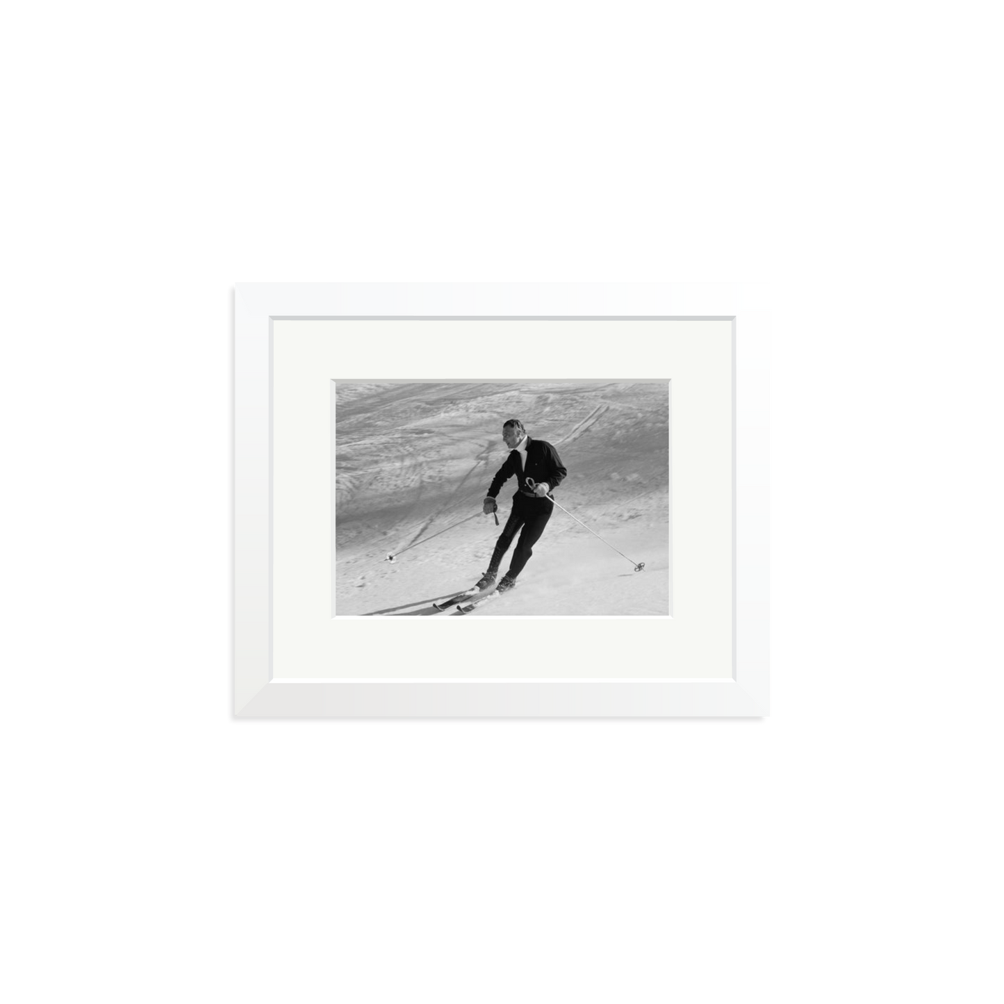 Gianni Agnelli Skiing Framed Print White Small