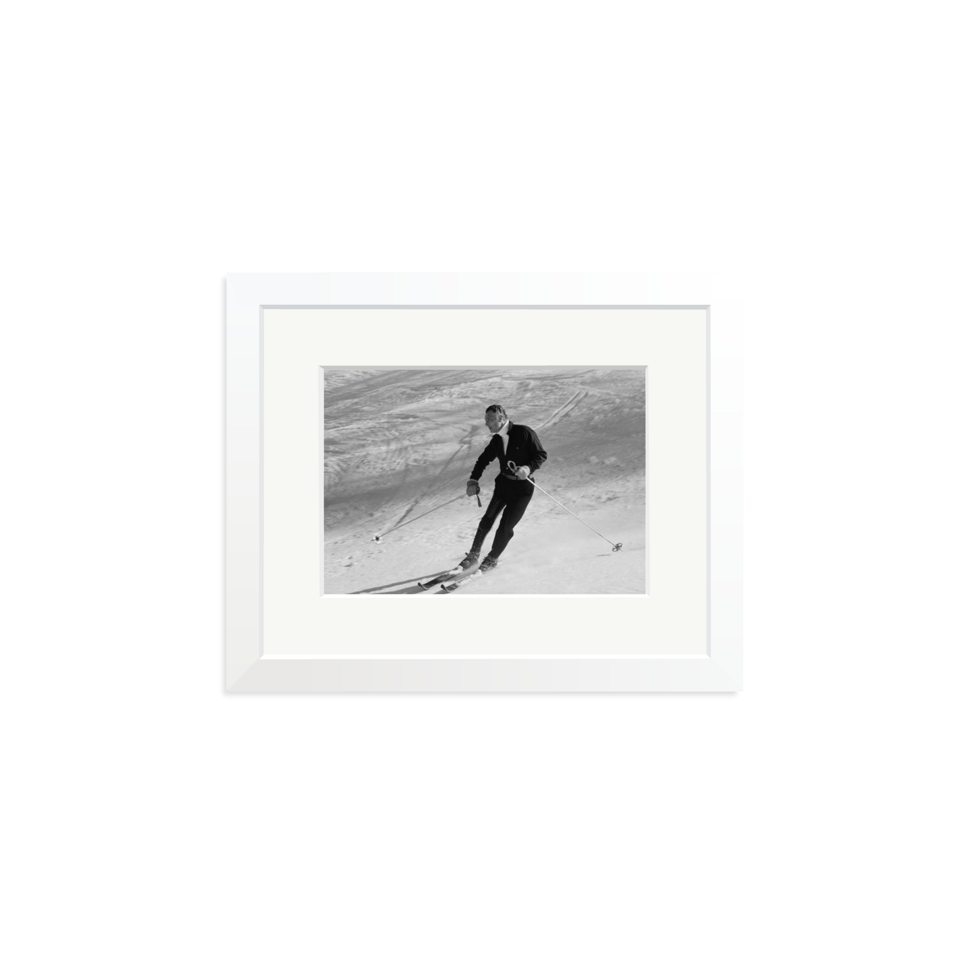 Gianni Agnelli Skiing Framed Print White Small