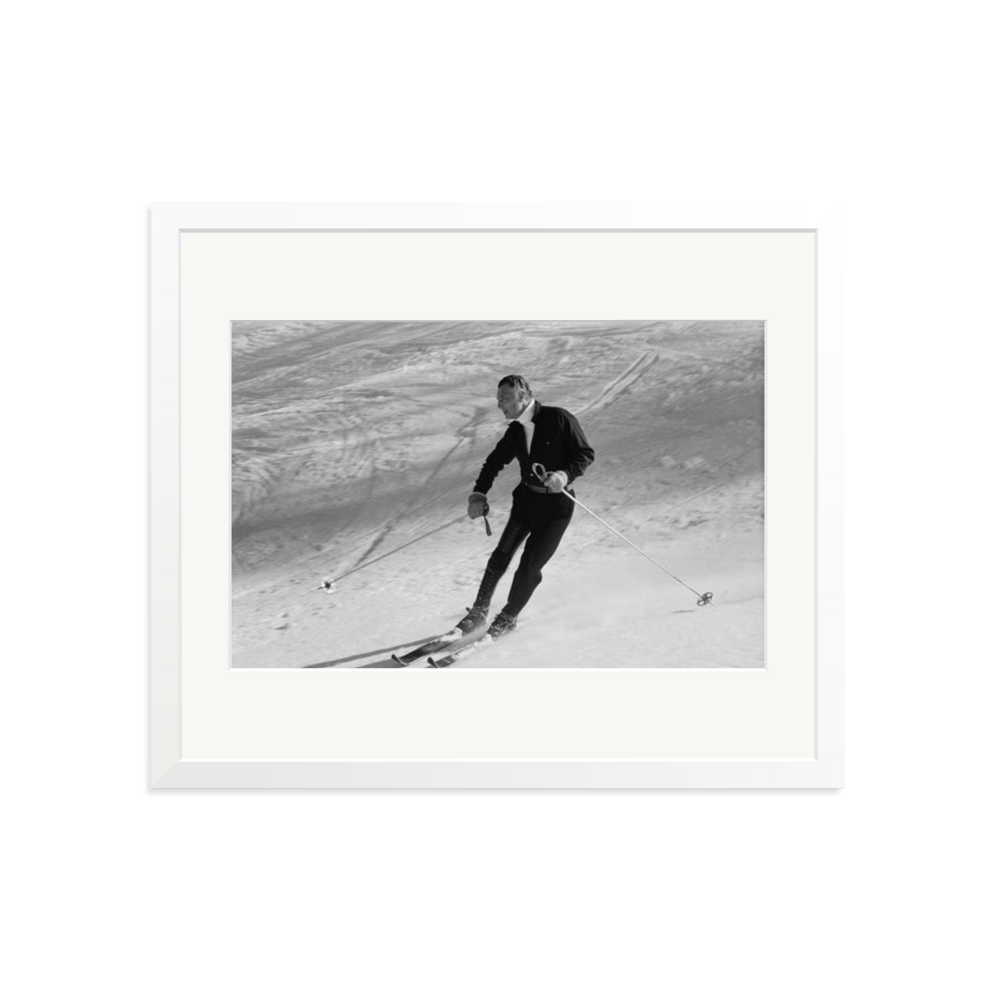 Gianni Agnelli Skiing Framed Print White Large