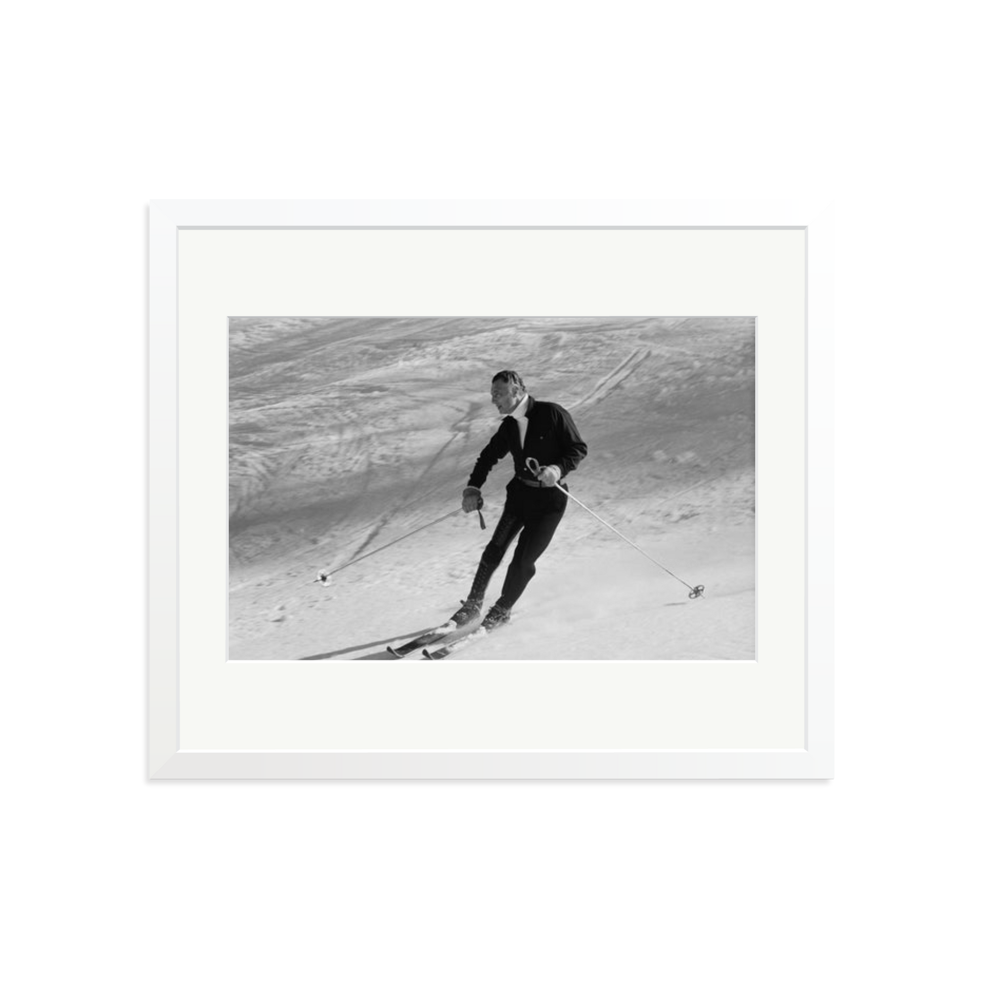 Gianni Agnelli Skiing Framed Print White Large