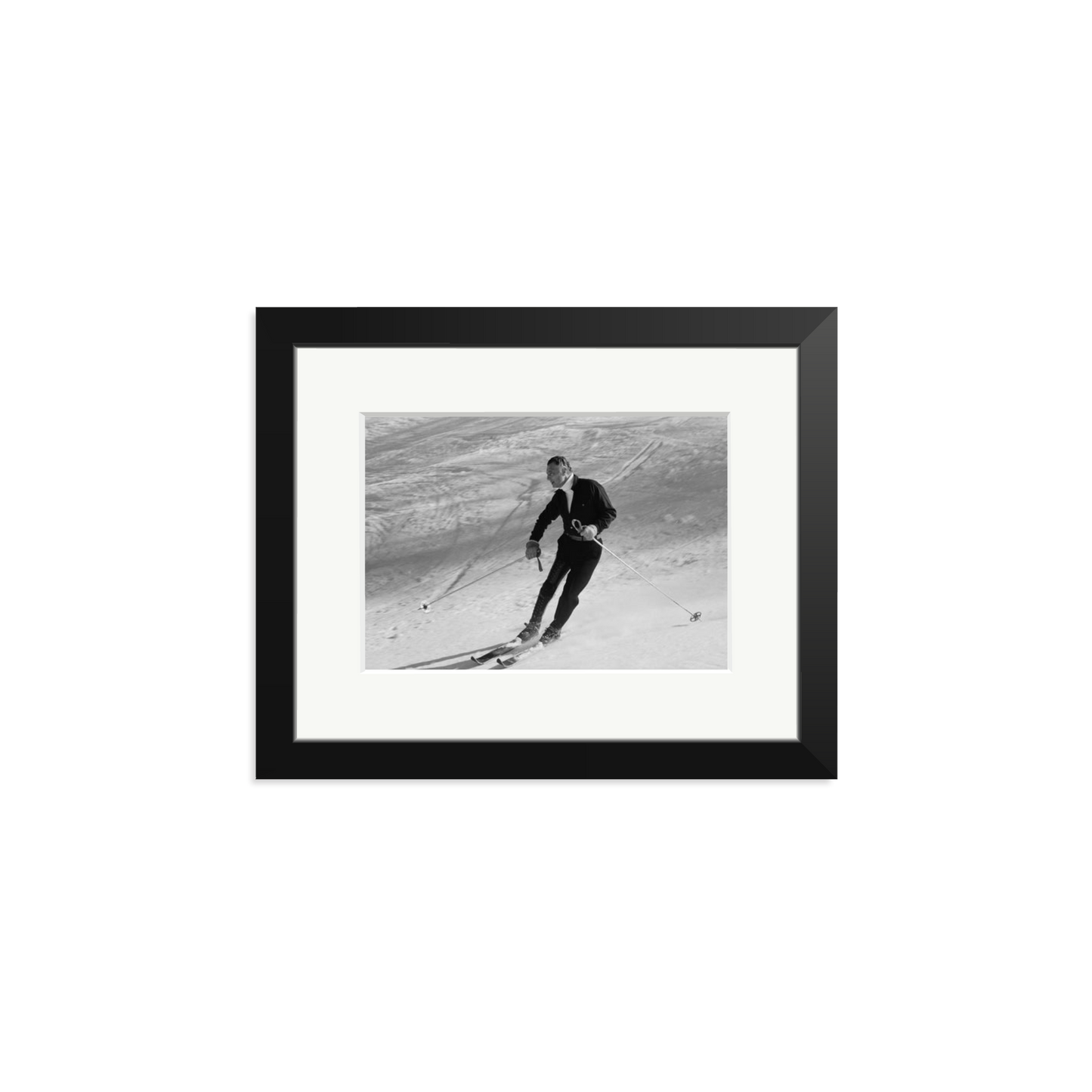 Gianni Agnelli Skiing Framed Print Black Small