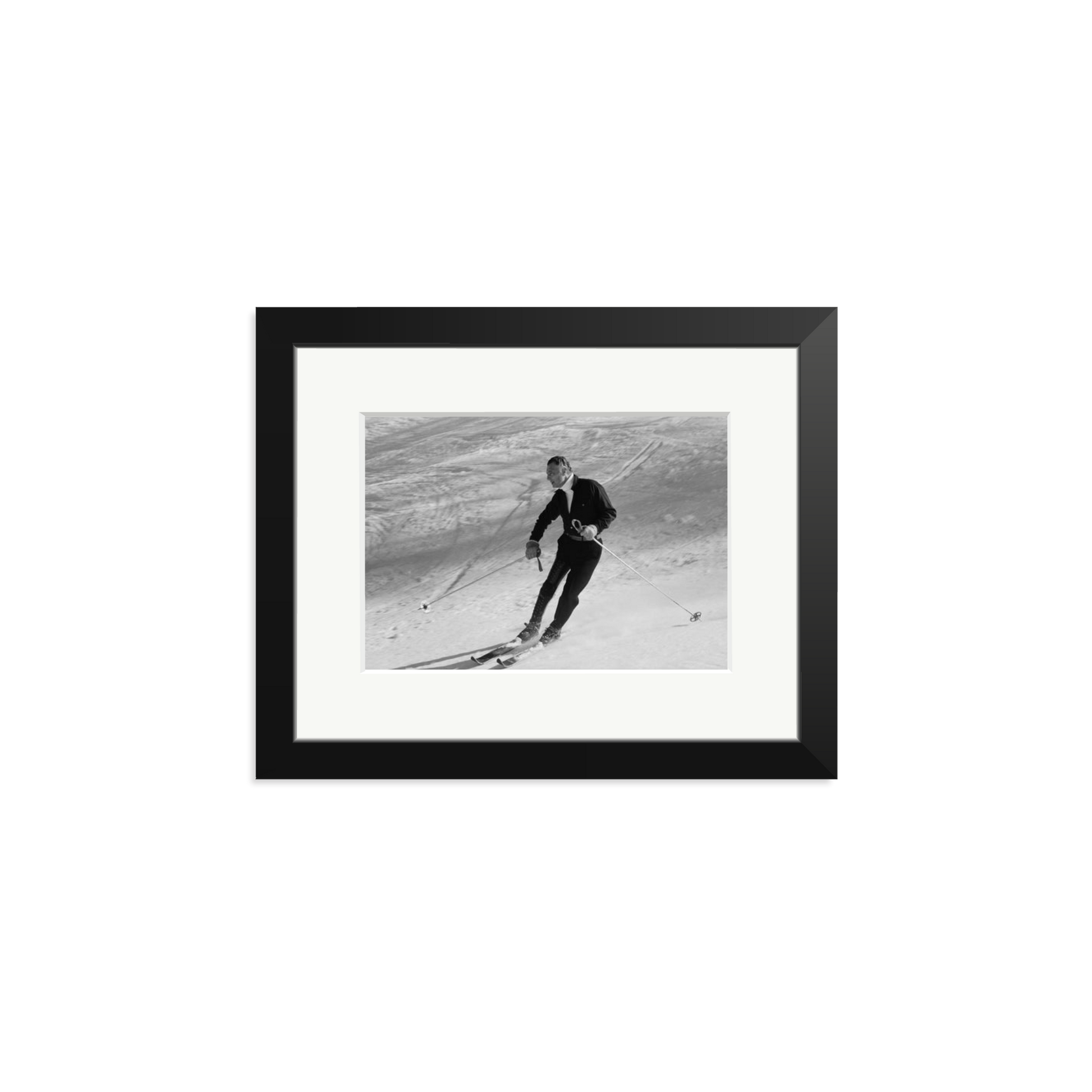 Gianni Agnelli Skiing Framed Print Black Small