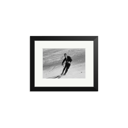 Gianni Agnelli Skiing Framed Print Black Small