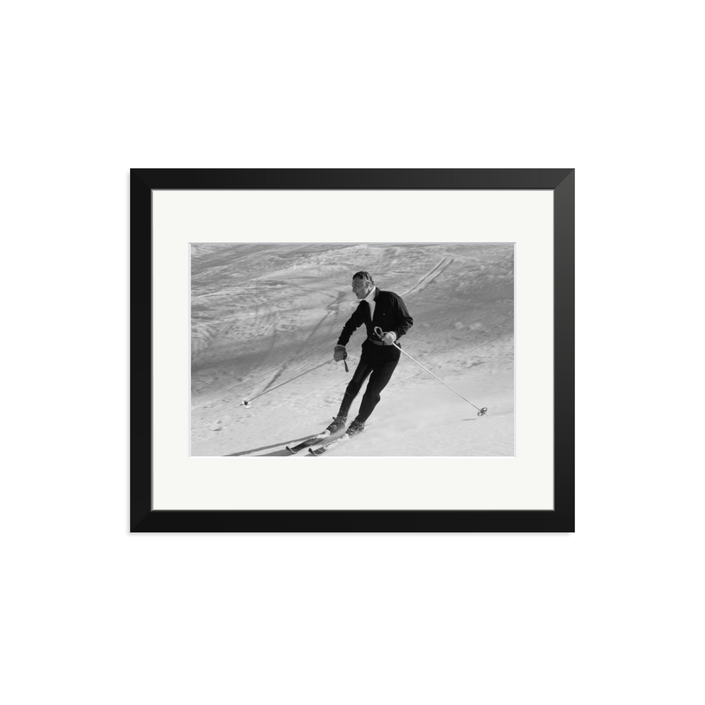 Gianni Agnelli Skiing Framed Print Black Medium