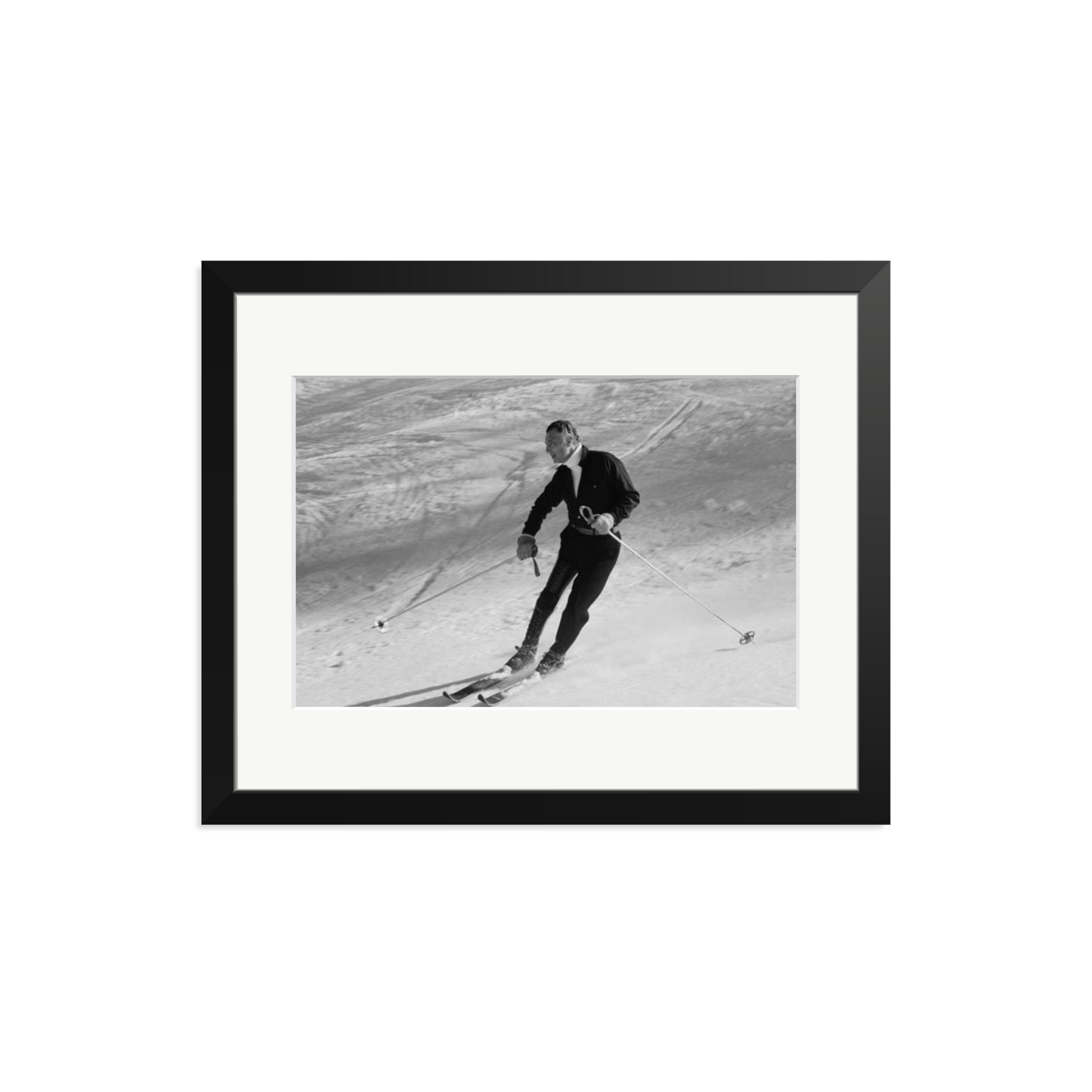 Gianni Agnelli Skiing Framed Print Black Medium