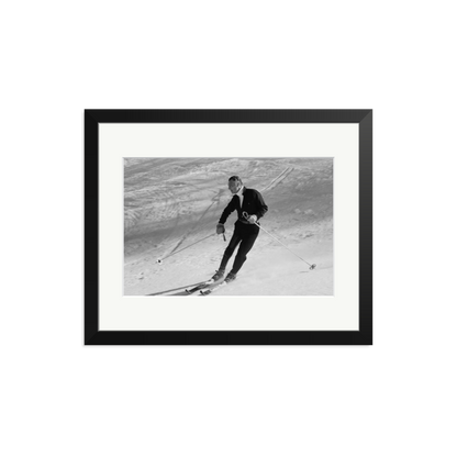 Gianni Agnelli Skiing Framed Print Black Medium
