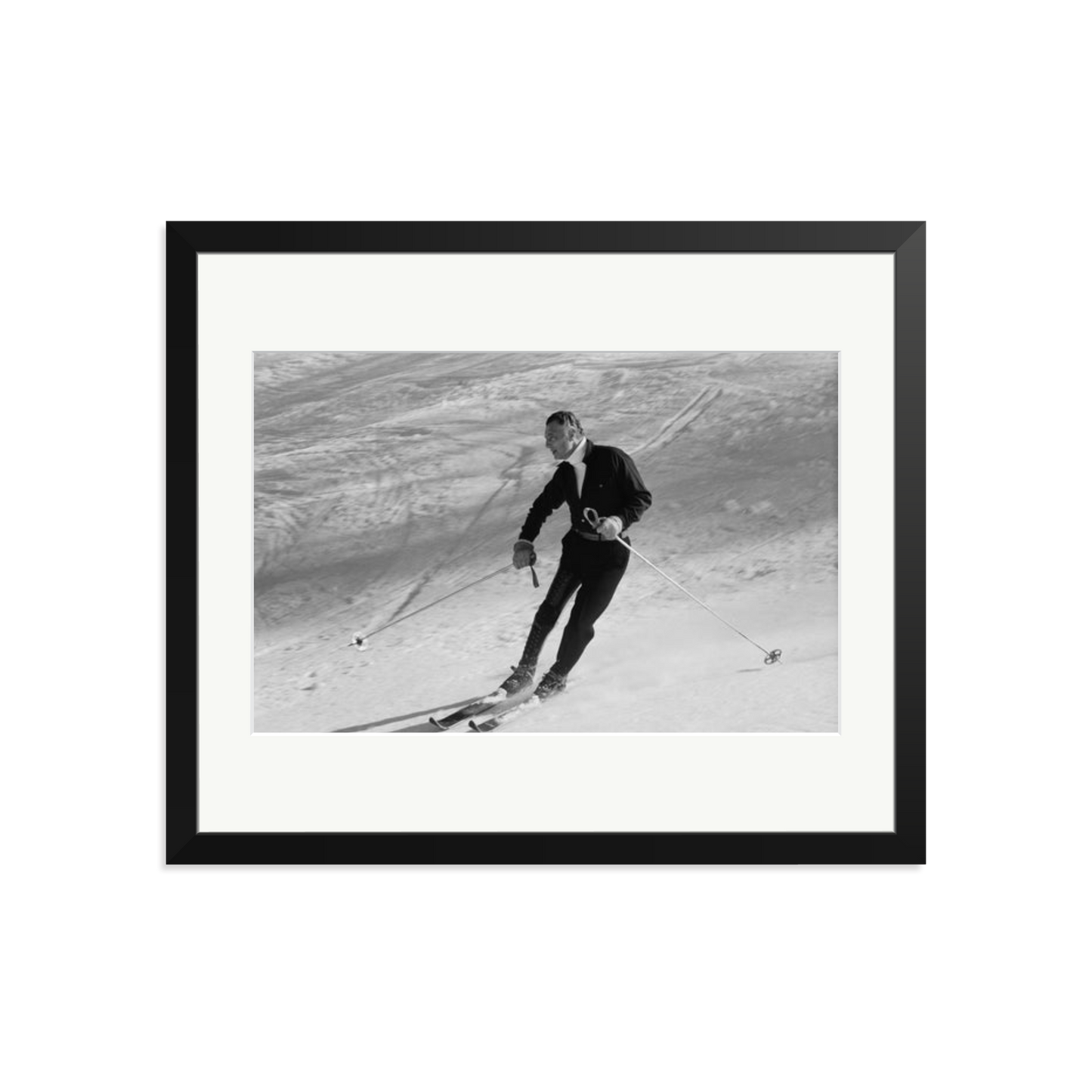 Gianni Agnelli Skiing Framed Print Black Large
