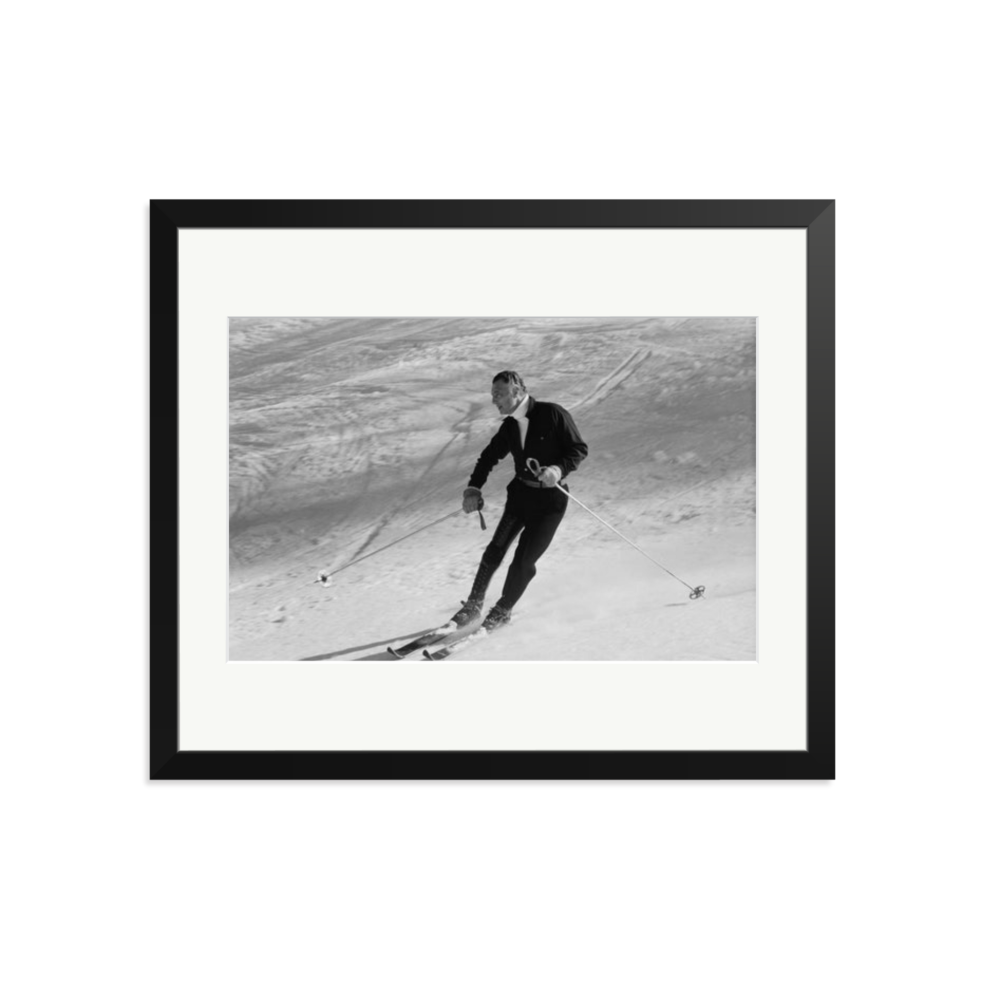Gianni Agnelli Skiing Framed Print Black Large