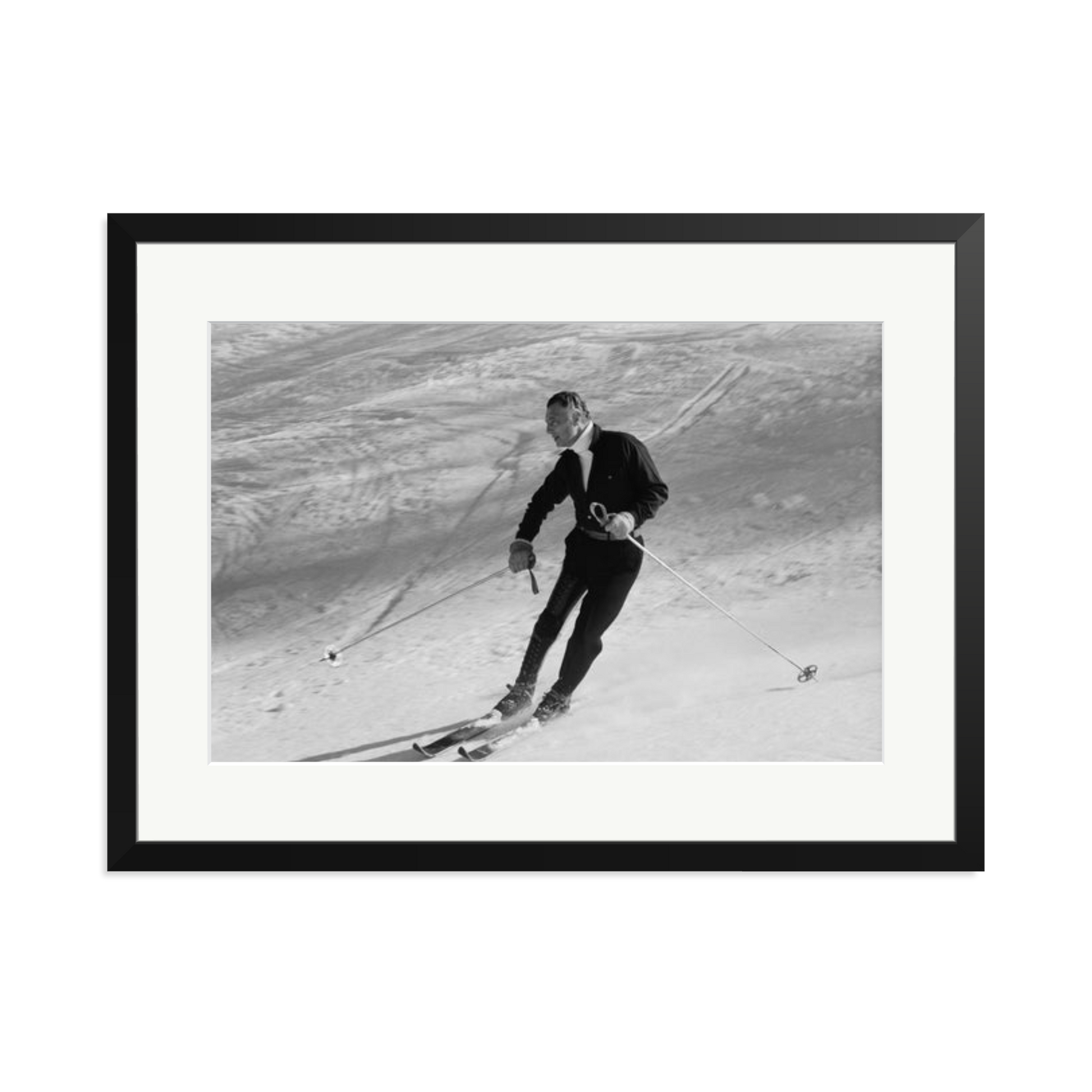 Gianni Agnelli Skiing Framed Print Black XL