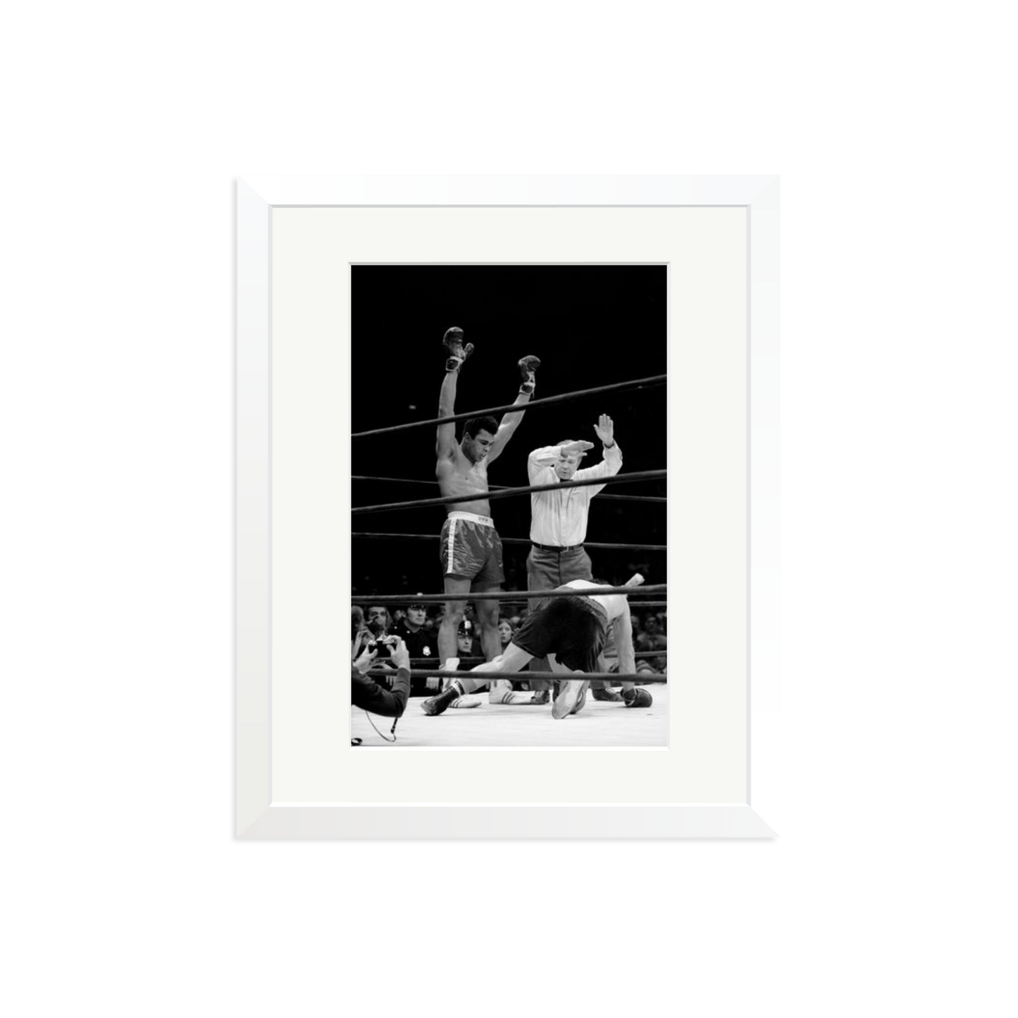 Muhammad Ali Knock Out Framed Print White Medium