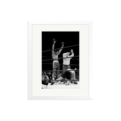 Muhammad Ali Knock Out Framed Print White Medium