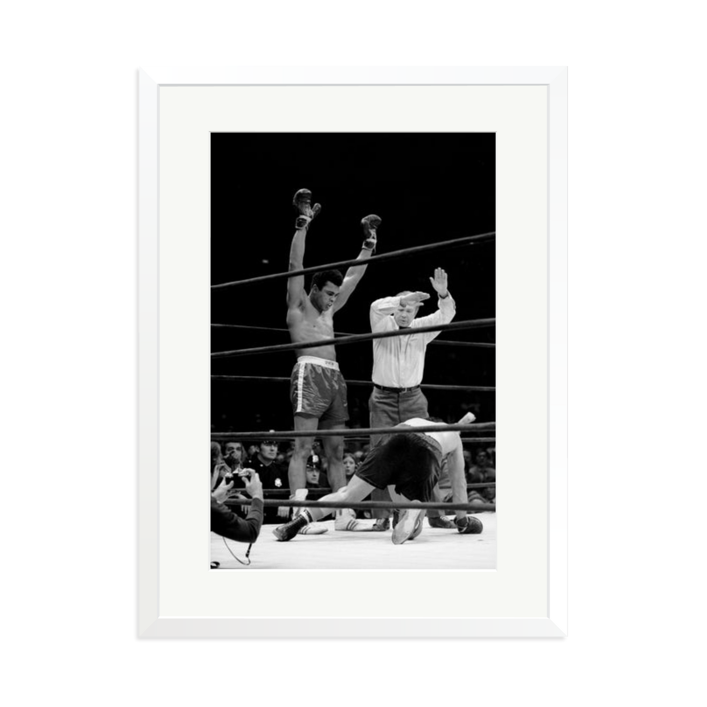 Muhammad Ali Knock Out Framed Print White XL