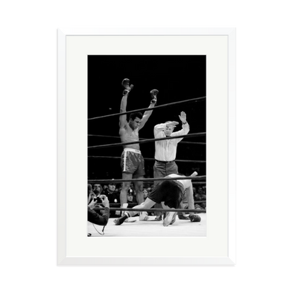 Muhammad Ali Knock Out Framed Print White XL