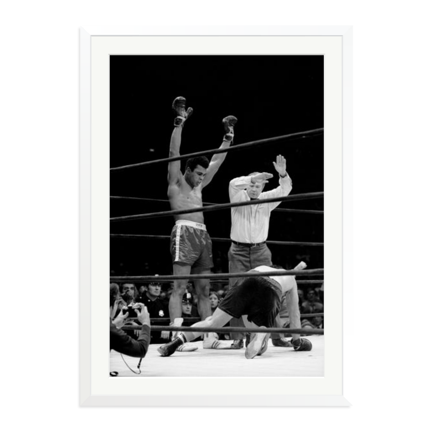 Muhammad Ali Knock Out Framed Print White XXL