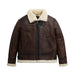Alpha Industries B-3 Sherpa Leather Bomber Jacket - BROWN