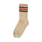 American Trench Merino Activity Crew Socks - tan with navy/rust