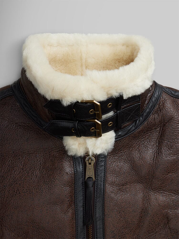 ALPHA INDUSTRIES B-3 SHERPA LEATHER BOMBER JACKET