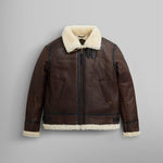 Alpha Industries B-3 Sherpa Leather Bomber Jacket - BROWN
