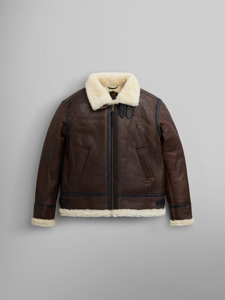 Alpha Industries B-3 Sherpa Leather Bomber Jacket BROWN