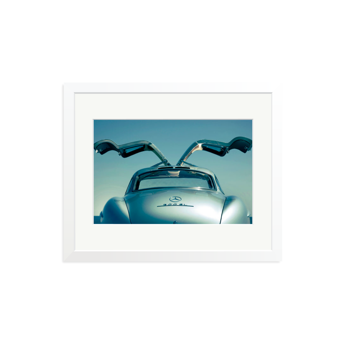 Mercedes Benz 300SL Gullwing Framed Print White Medium