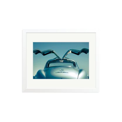 Mercedes Benz 300SL Gullwing Framed Print White Medium