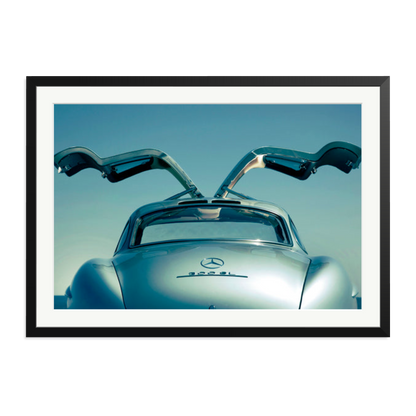 Mercedes Benz 300SL Gullwing Framed Print Black XXL